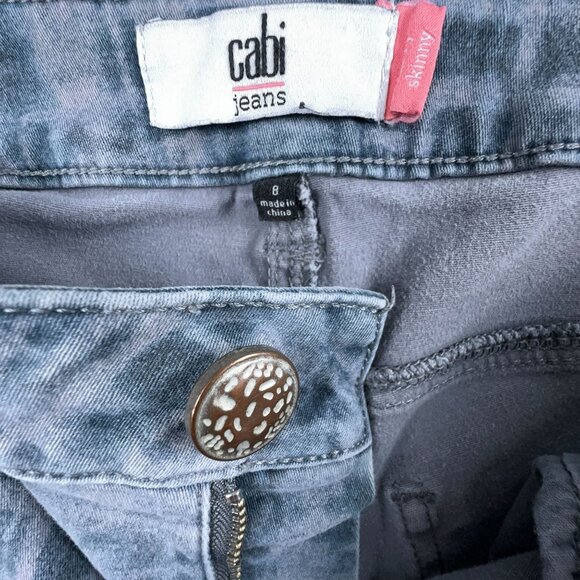Cabi Jeans Skinny Denim Stretch Grid Print Low Rise Womens Navy Gray Size 8 - Picture 6 of 12